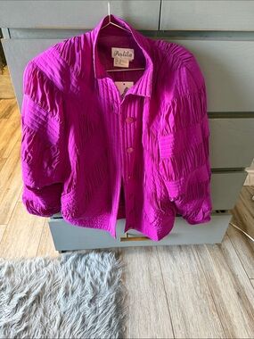 Women's Bright Magenta Button-Front Jacket